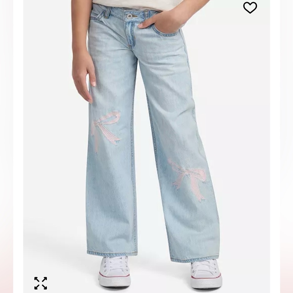 Abercrombie Kids Light Blue Jeans with Pink Bow Details